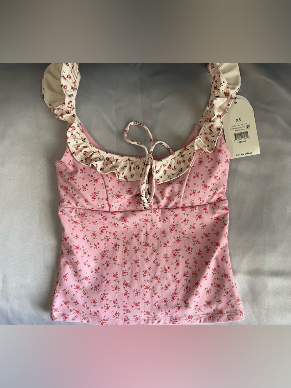 Blogilates Women's Ruffle Lace Up Tank Top - Picture 6 of 8